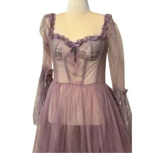 SOLD Widow Dance Sheer Lavender Mauve Dress Fairy Goth